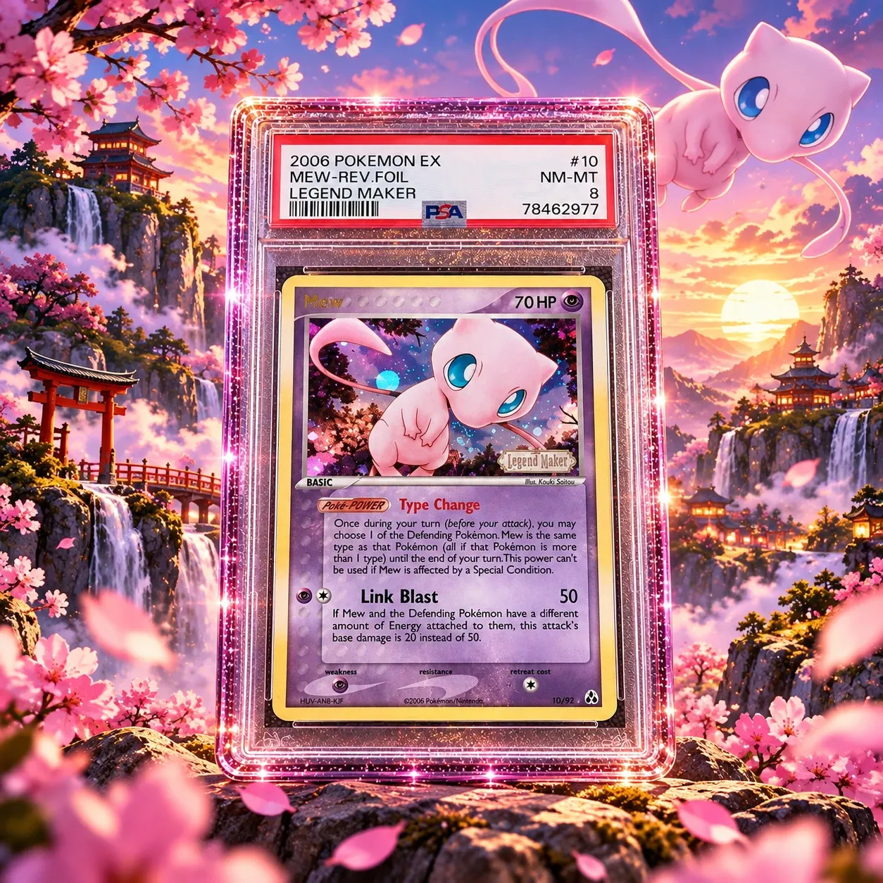 Mew Reverse Foil, EX Legend Maker (2006), PSA 8